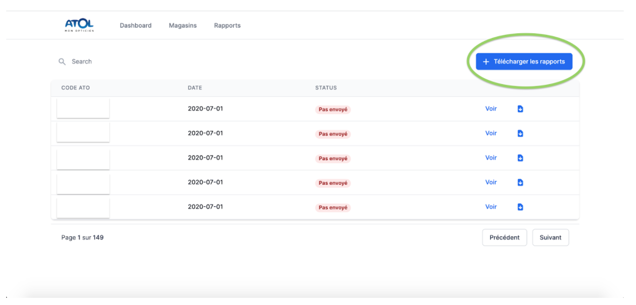 Page showing all the local shop reports of July and where a click on the download the reports button will launch the download of all the 700 reports at once