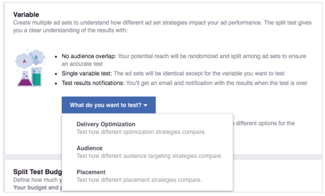 Split testing op Facebook 3