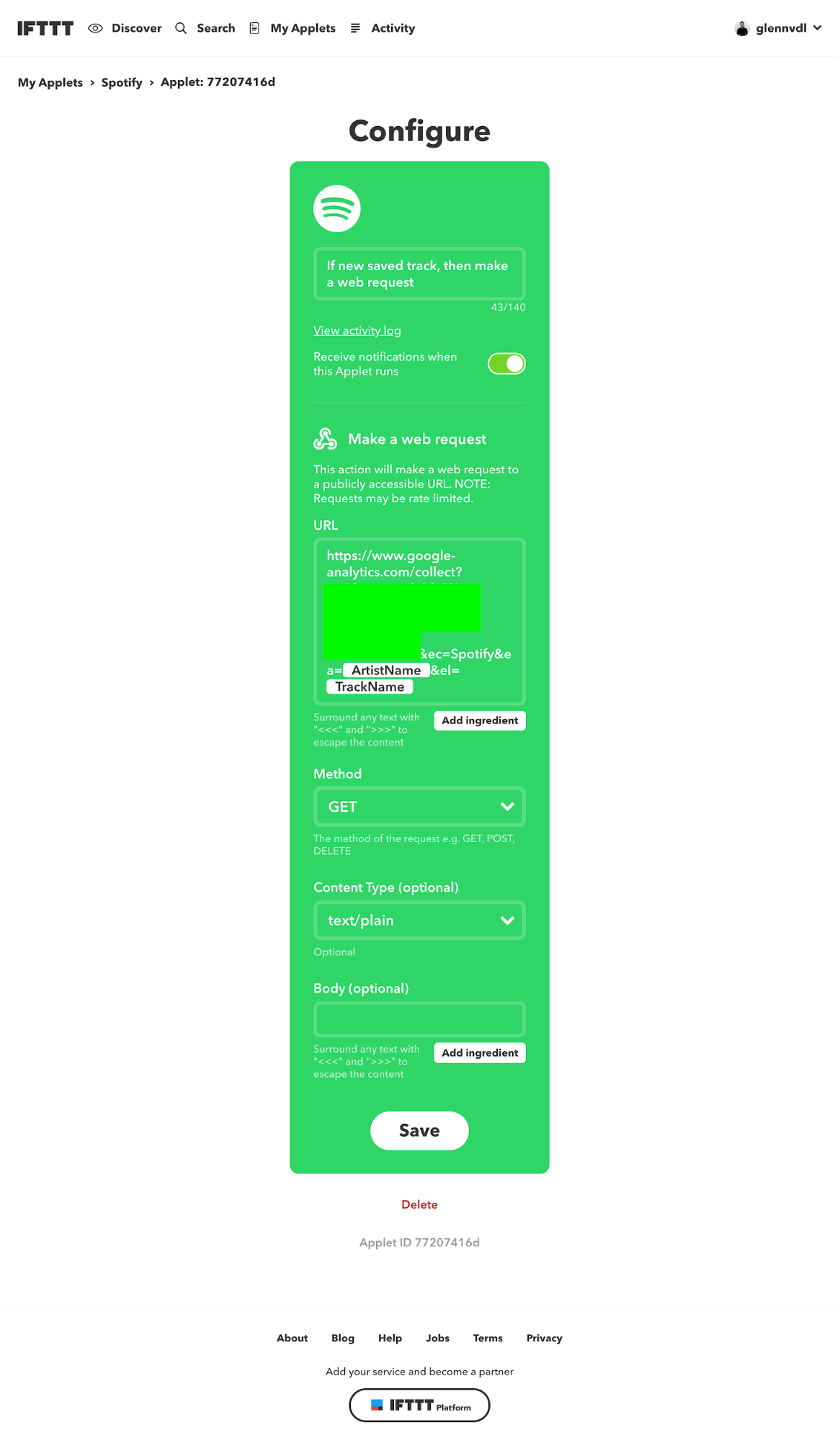 Measurement Protocol to track our Spotify configure