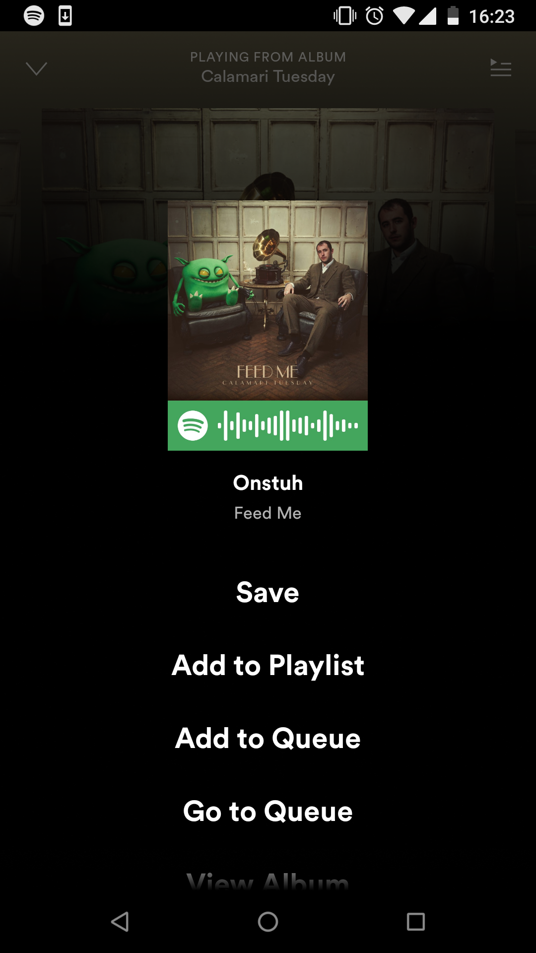 Example of a Spotify save button on mobile