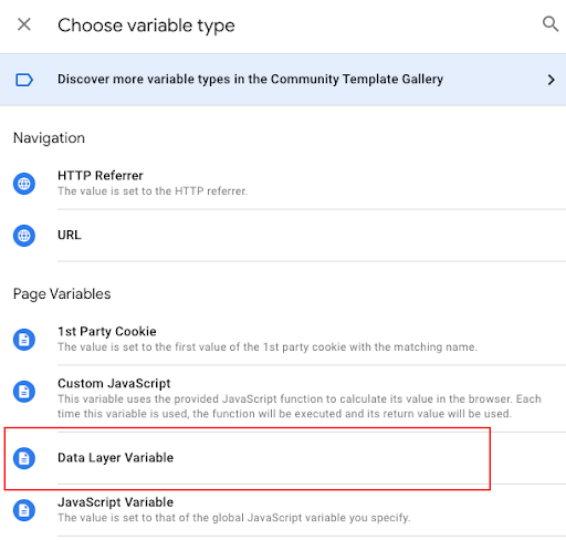 data layer variable